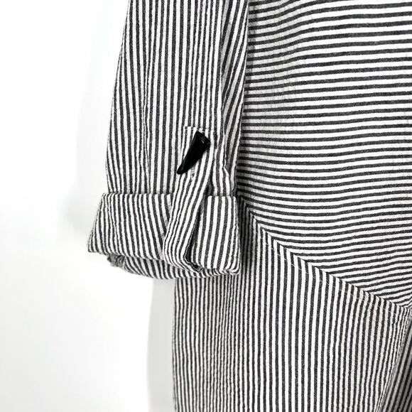 Ali Miles Sz XL Wearable Art to Wear White Gray Abstract Blouse Shirt Top Artsy - Picture 6 of 10